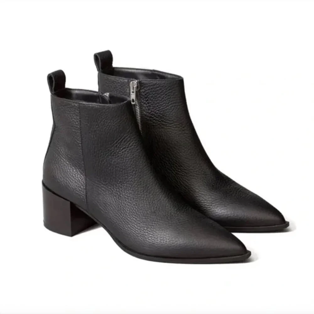 Everlane The Boss Boot 7 Black Pebbled Leather | Italian Made - Picture 1 of 8